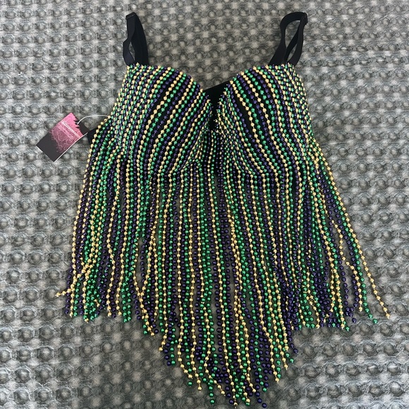 Mardi Gras Beaded Bra Top NWT - Picture 2 of 4